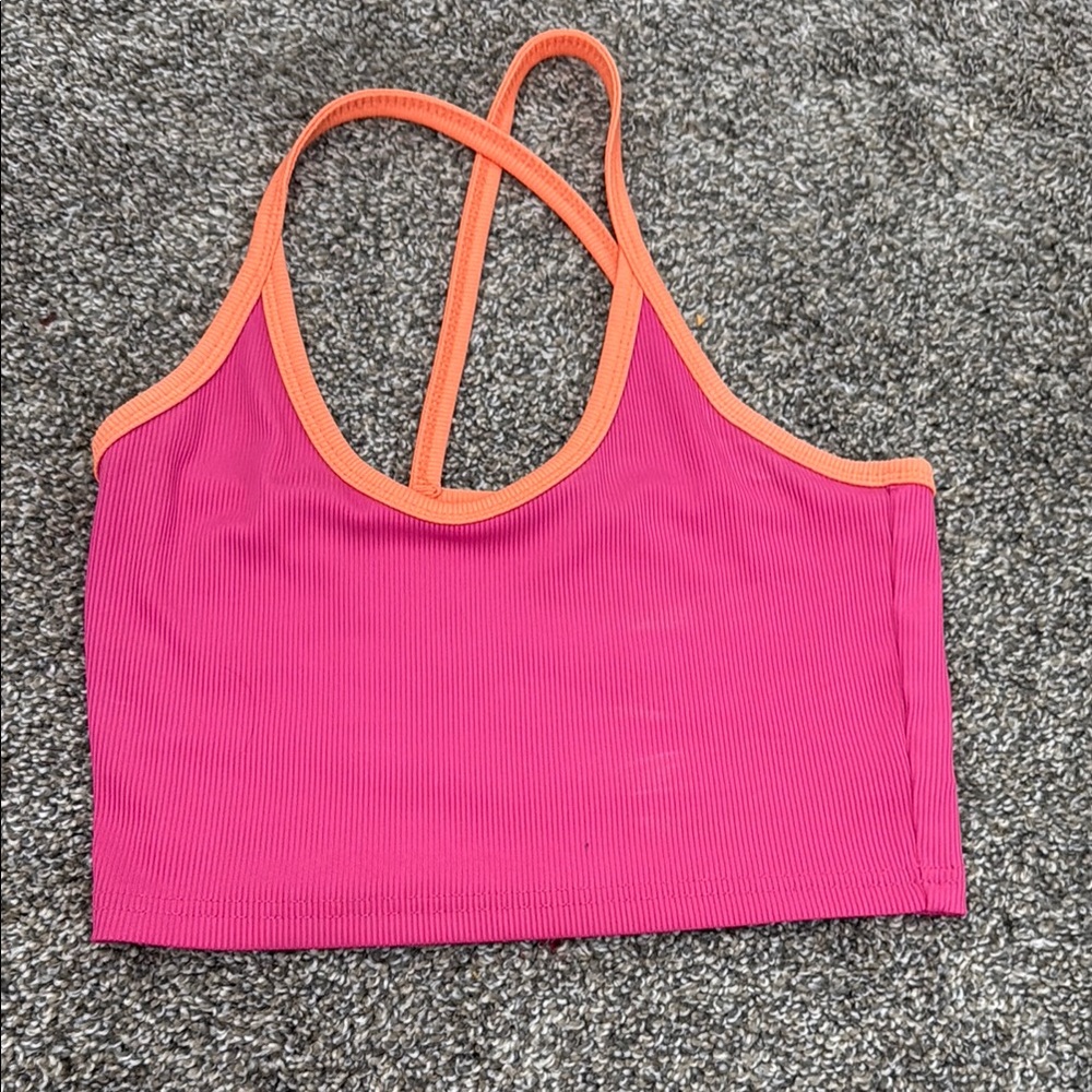 SHEIN Pink and Orange Ribbed Top